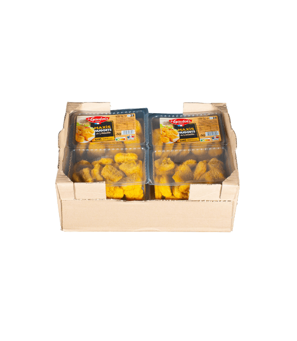 Nuggets Le Gaulois origine France en barquettes dans un carton
