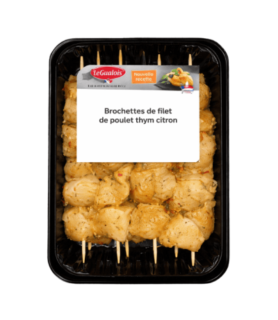 Brochette de filet de poulet thym citron – Origine France – Carton de 2 à 4 kg